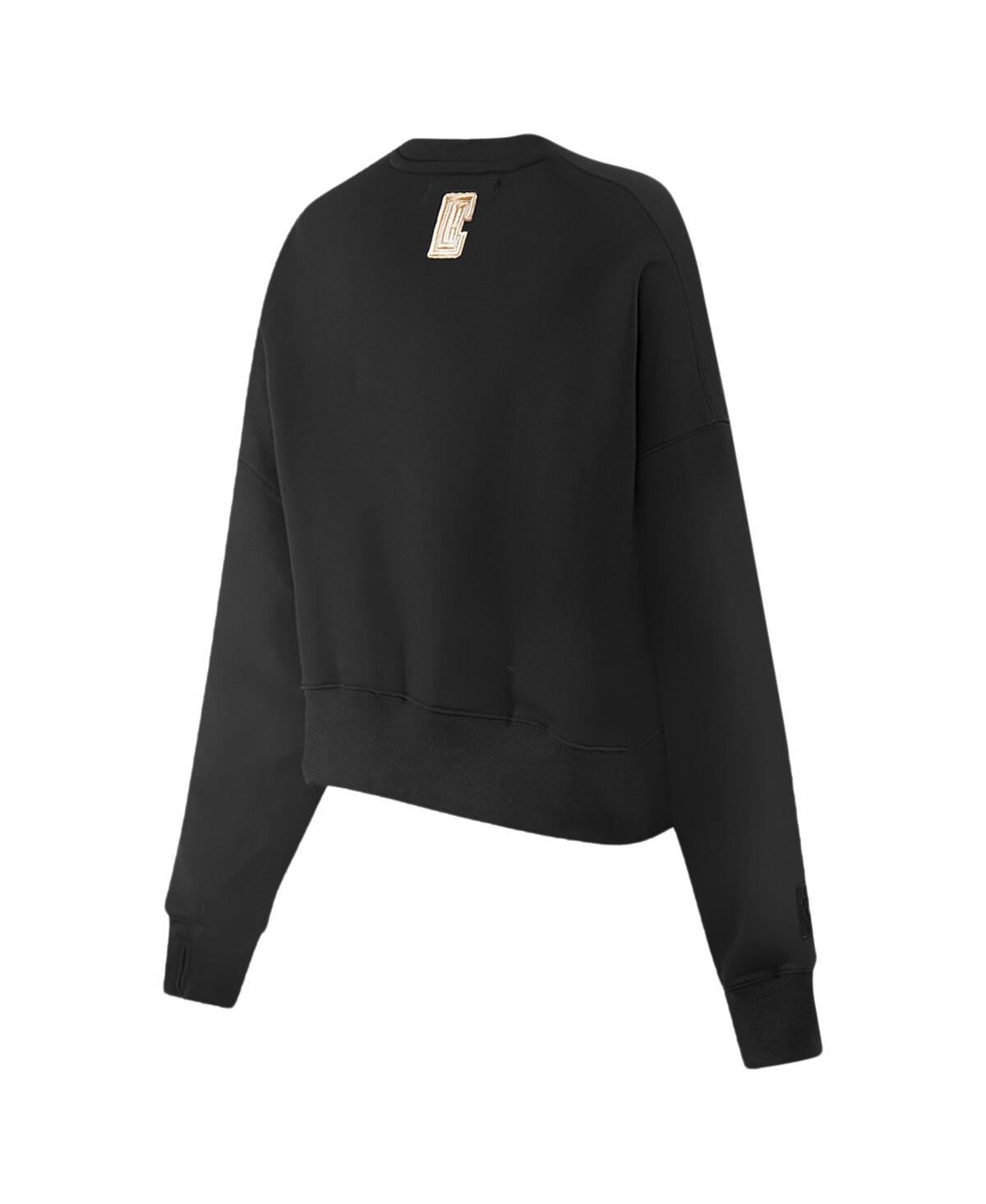 Women's Pro StandardLa Clippers Glam Cropped Pullover Sweatshirt - Black