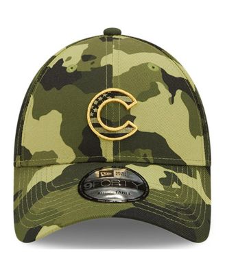 Men's Camo Chicago Cubs 2022 Armed Forces Day 9FORTY Snapback Adjustable Hat