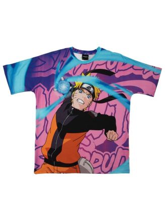 Men's and Women's Blue Naruto Big Print Graphic T-shirt