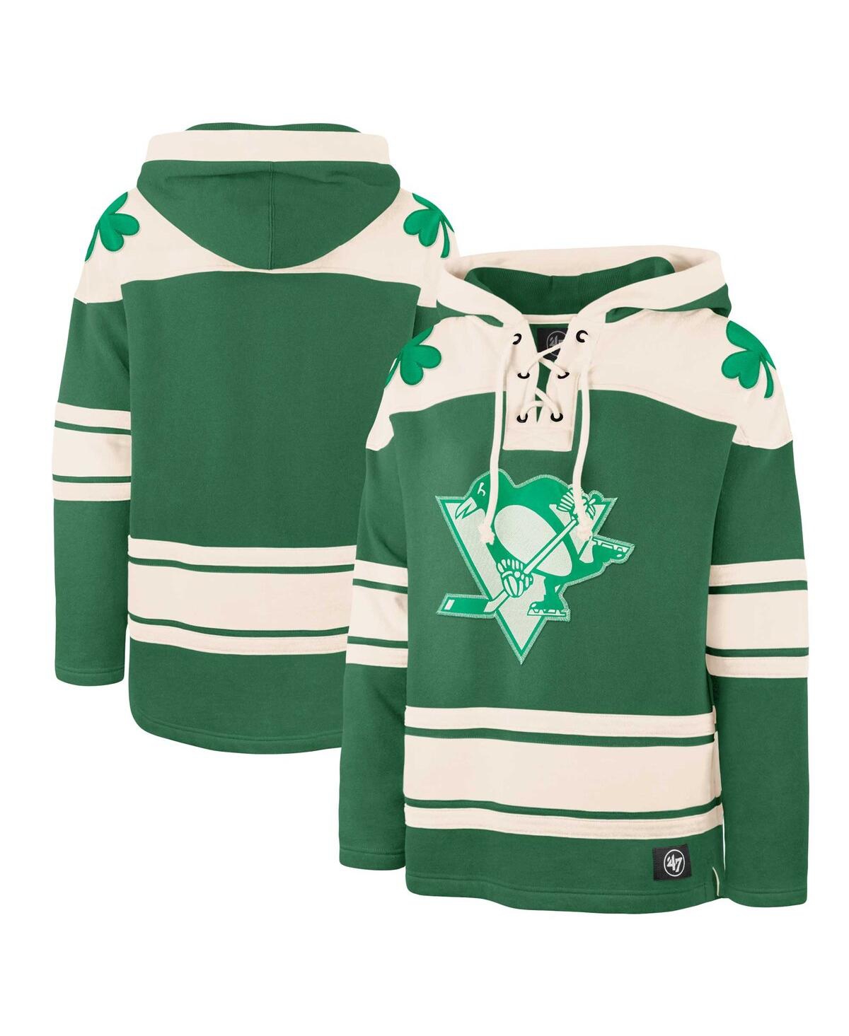 47 Brand Men's ' Kelly Green Pittsburgh Penguins St. Patrick's Day Superior Lacer Pullover Hoodie