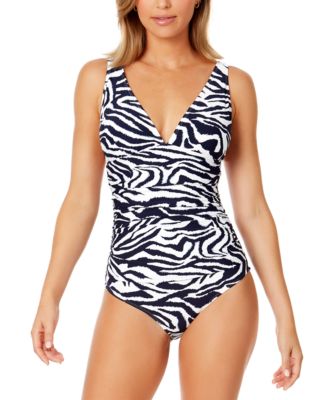 Anne Cole Women s V Neck Shirred One Piece Swimsuit Macy s