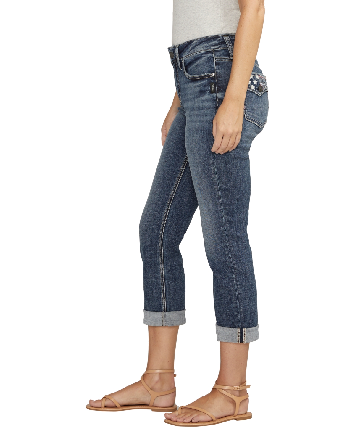 Shop Silver Jeans Co. Suki Mid Rise Americana Capri In Indigo