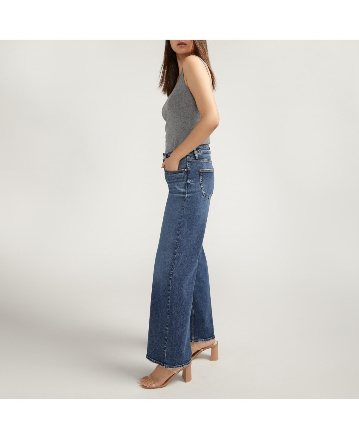 Shop Silver Jeans Co. Suki Mid Rise Wide Leg Jeans In Indigo
