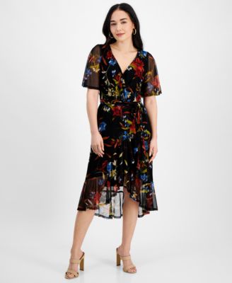 Connected Women's Mini Wrap Sheath Dress Blue Size 14P