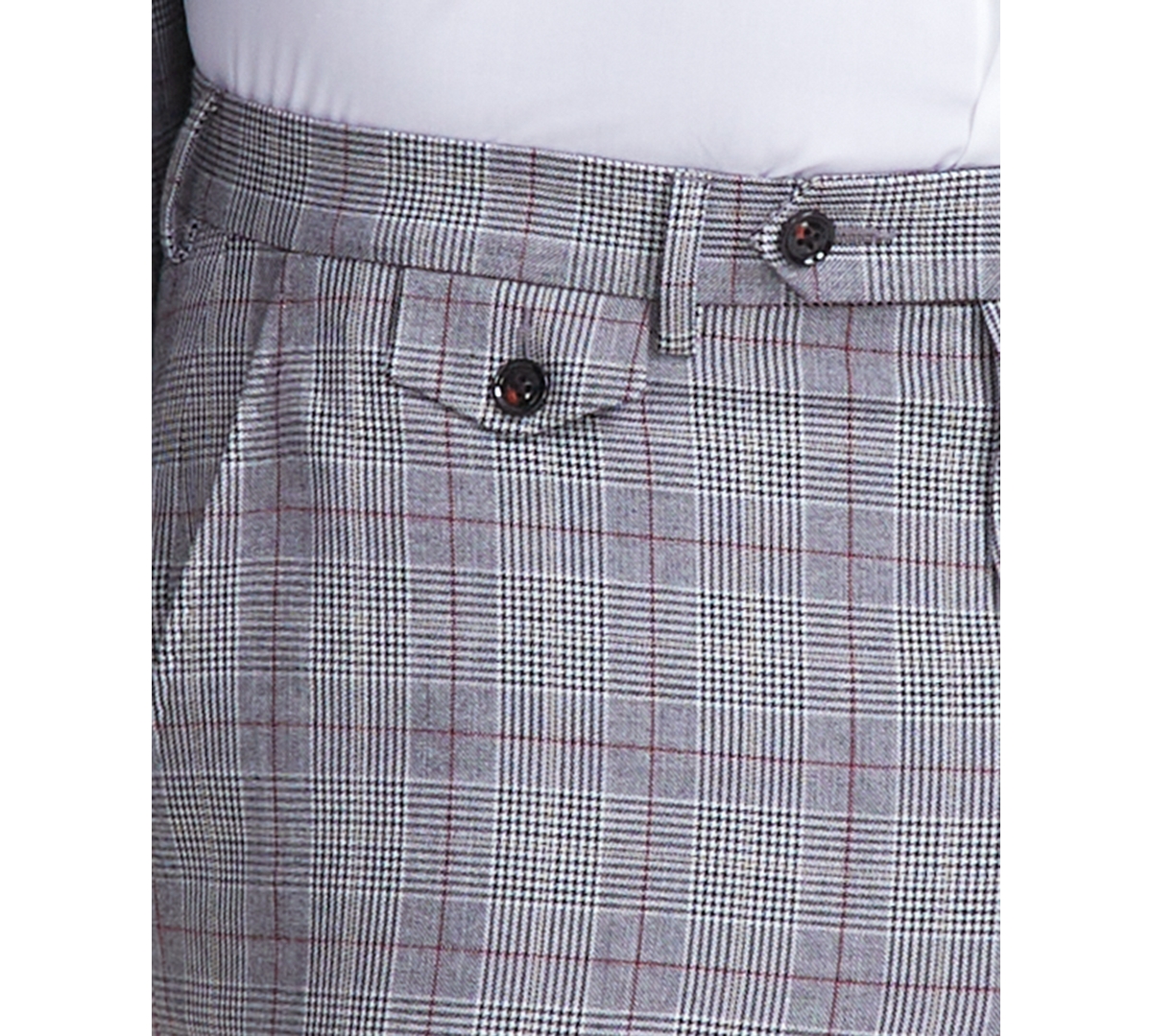 Tayion Collection Men's Classic-Fit Plaid Suit Pants -red/white