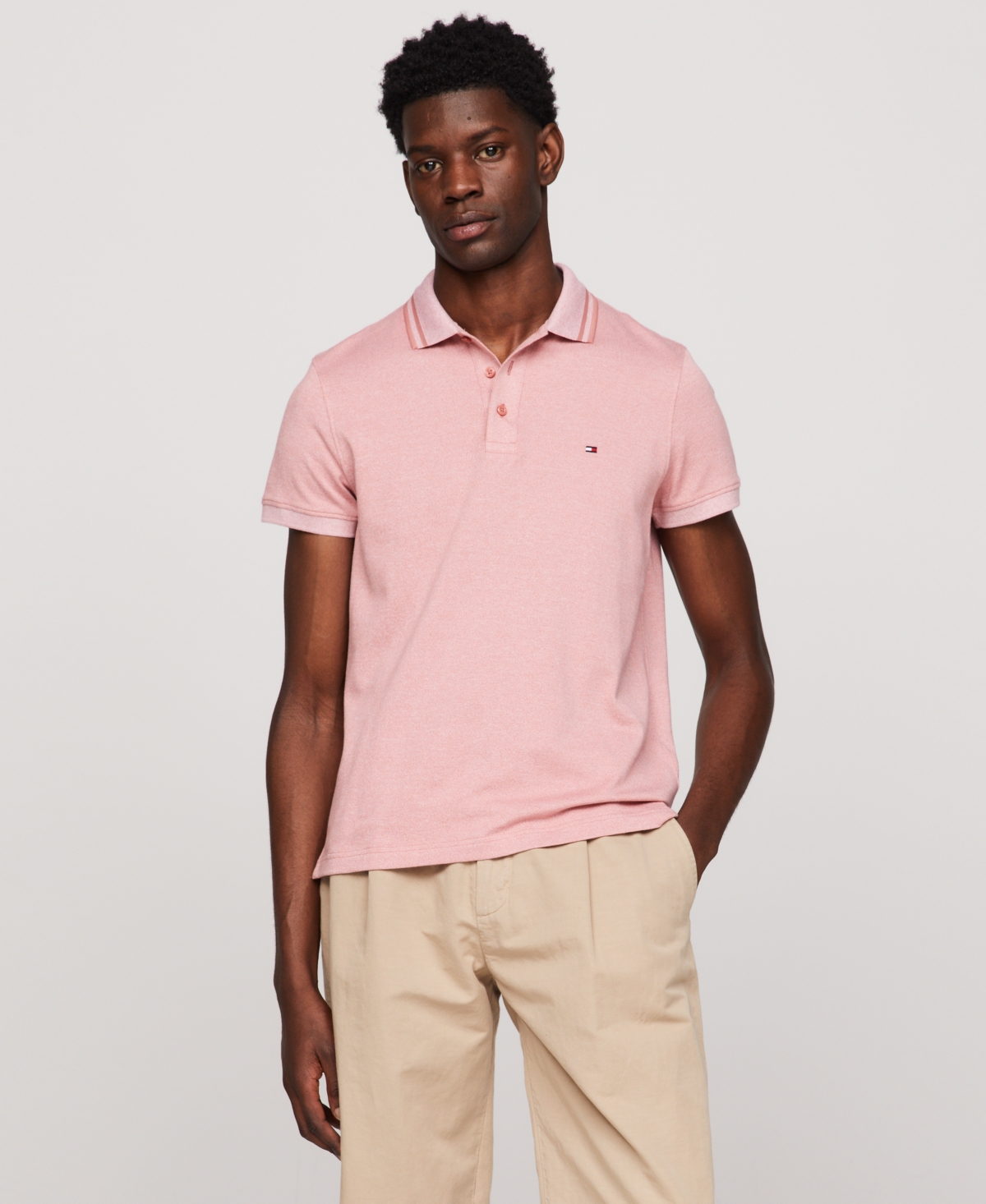 Tommy Hilfiger Men's Pretwist Mouline Slim Fit Short Sleeve Polo Shirt
