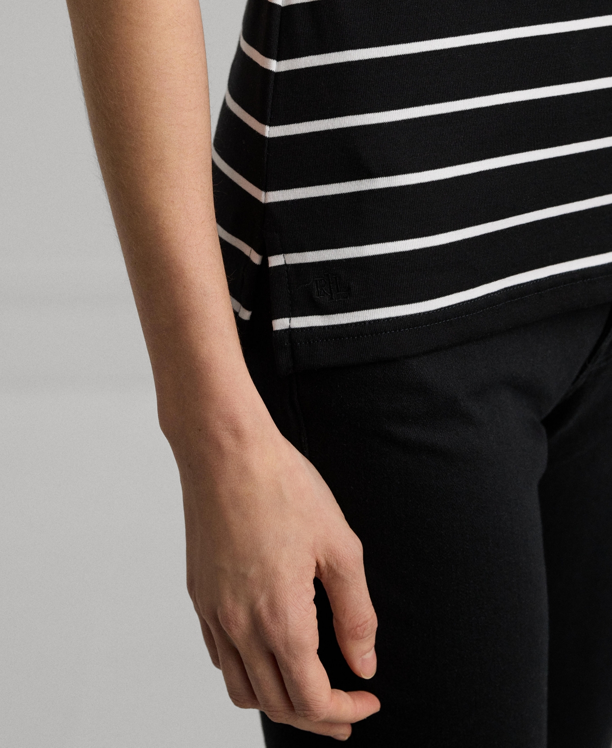 Lauren Ralph Lauren Striped Boatneck Top -Black