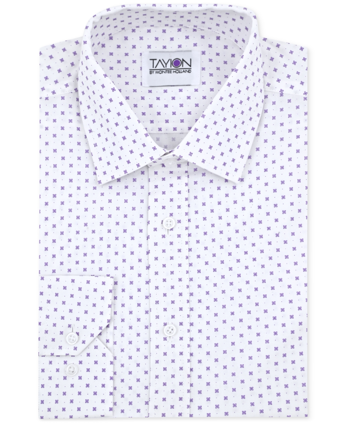 Shop Tayion Collection Men's Geo-print Dress Shirt In Purple