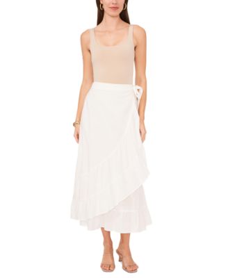 Vince Camuto Women's Solid Ruffled Wrap Midi Skirt Macy's