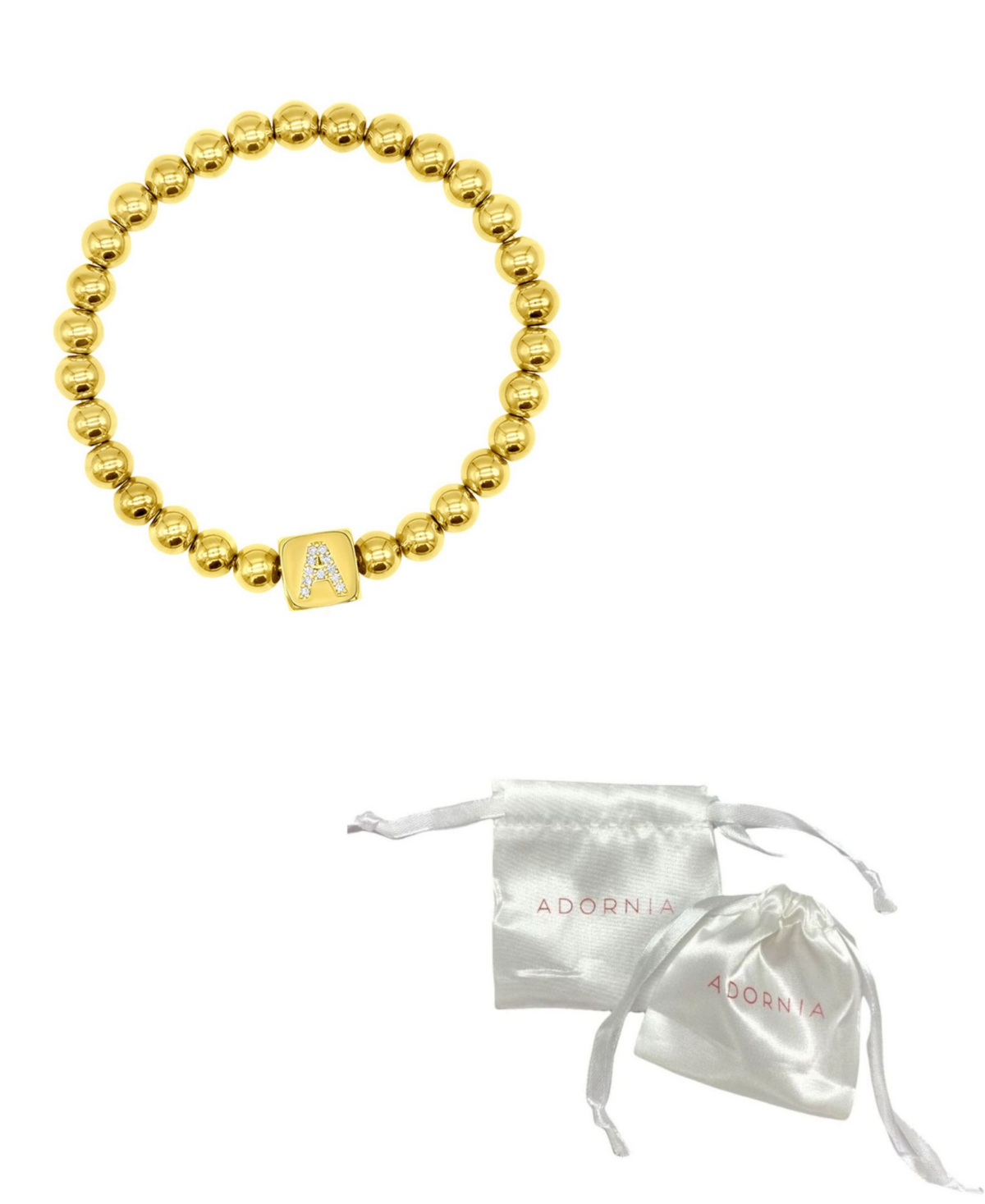 Adornia 14k Gold-plated Initial Cube Stretch Bracelet In Gold- A