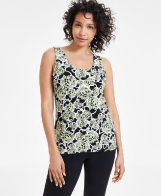 Anne Klein - Women's Printed Reversible Scoop-Neck Tank Top