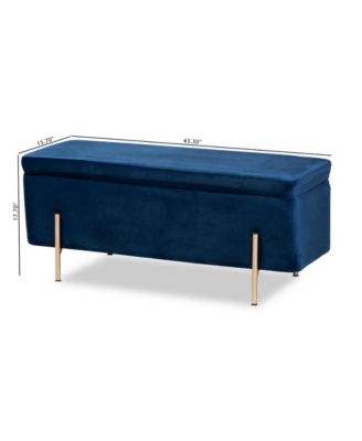 Rockwell Contemporary Glam and Luxe Velvet Fabric Upholstered and Finished Metal Storage Bench