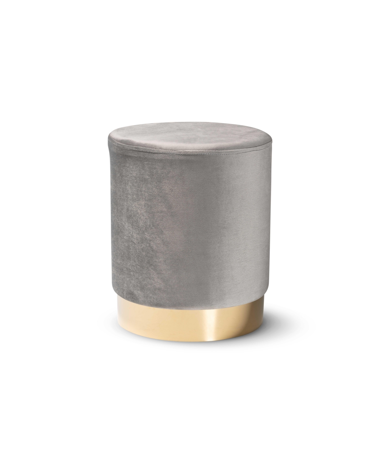 Baxton Studio Chaela Contemporary Glam And Luxe Velvet Fabric Upholstered And Finished Metal Ottoman In Gray,gold