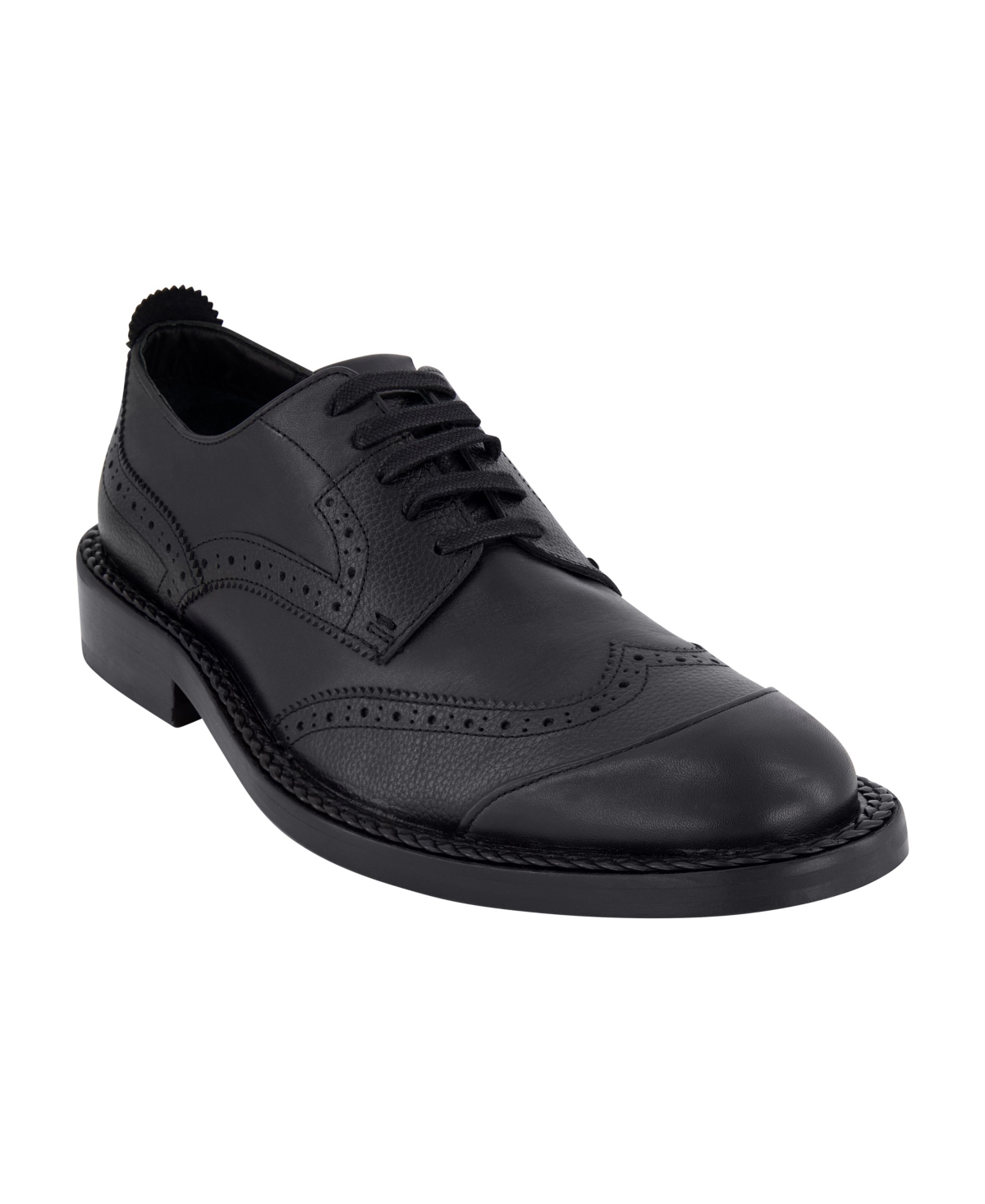 Shop Karl Lagerfeld Men's Leather Wingtip Dress Shoes In Black