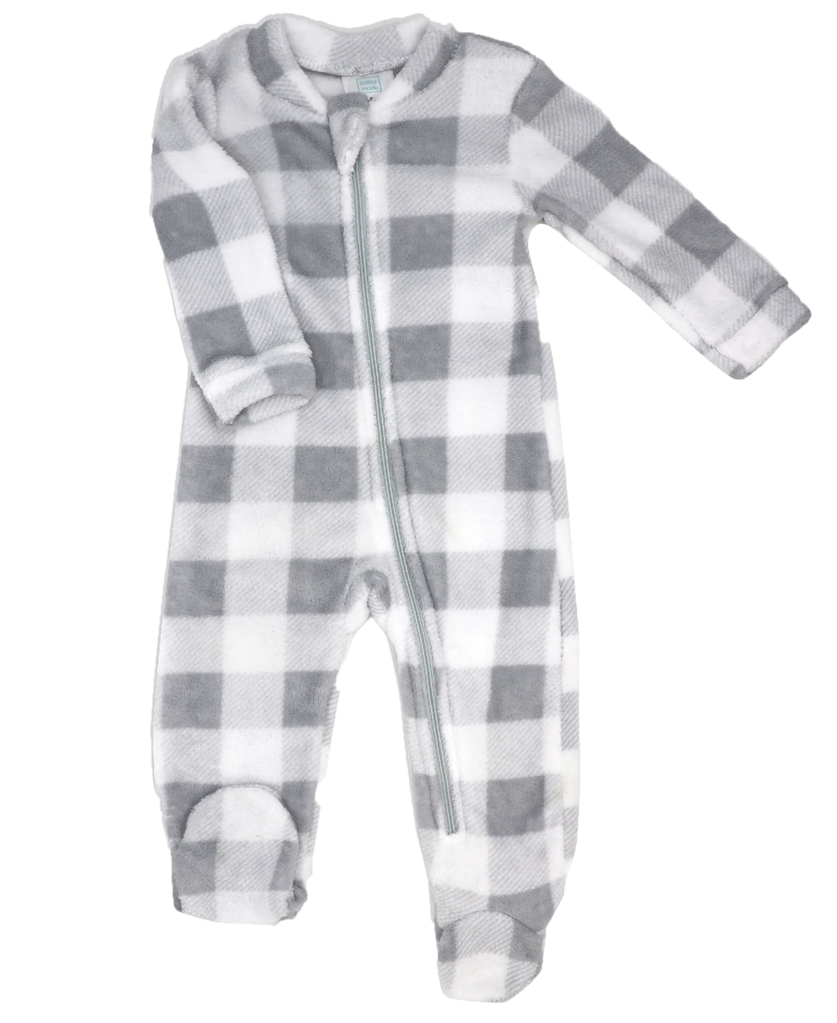 Baby Mode Baby Girls Fleece Zippered Footies, Pack of 2 - Pink and Gray