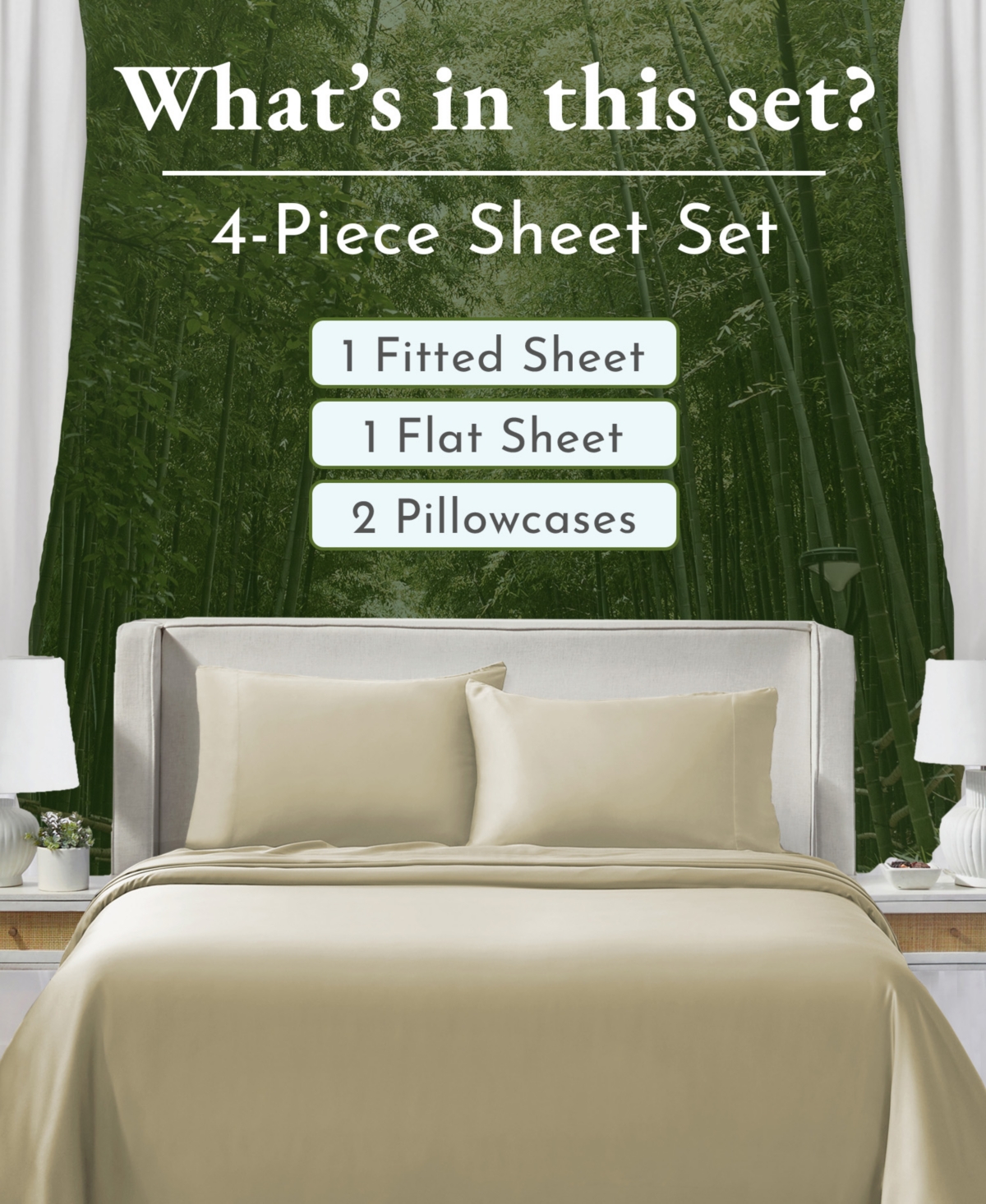 California King 4 Piece Rayon from Bamboo Deep Pocket Sheet Set