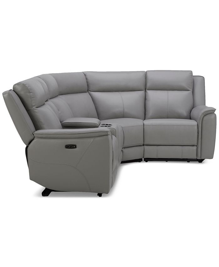 Furniture Addyson 117" 5Pc. Leather Sectional with 3 Zero Gravity