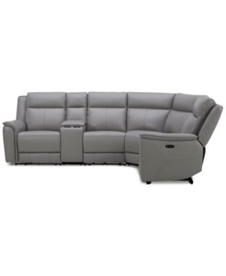 Addyson 117" 5-Pc. Leather Sectional with 2 Zero Gravity Recliners with Power Headrests, Created for Macy's