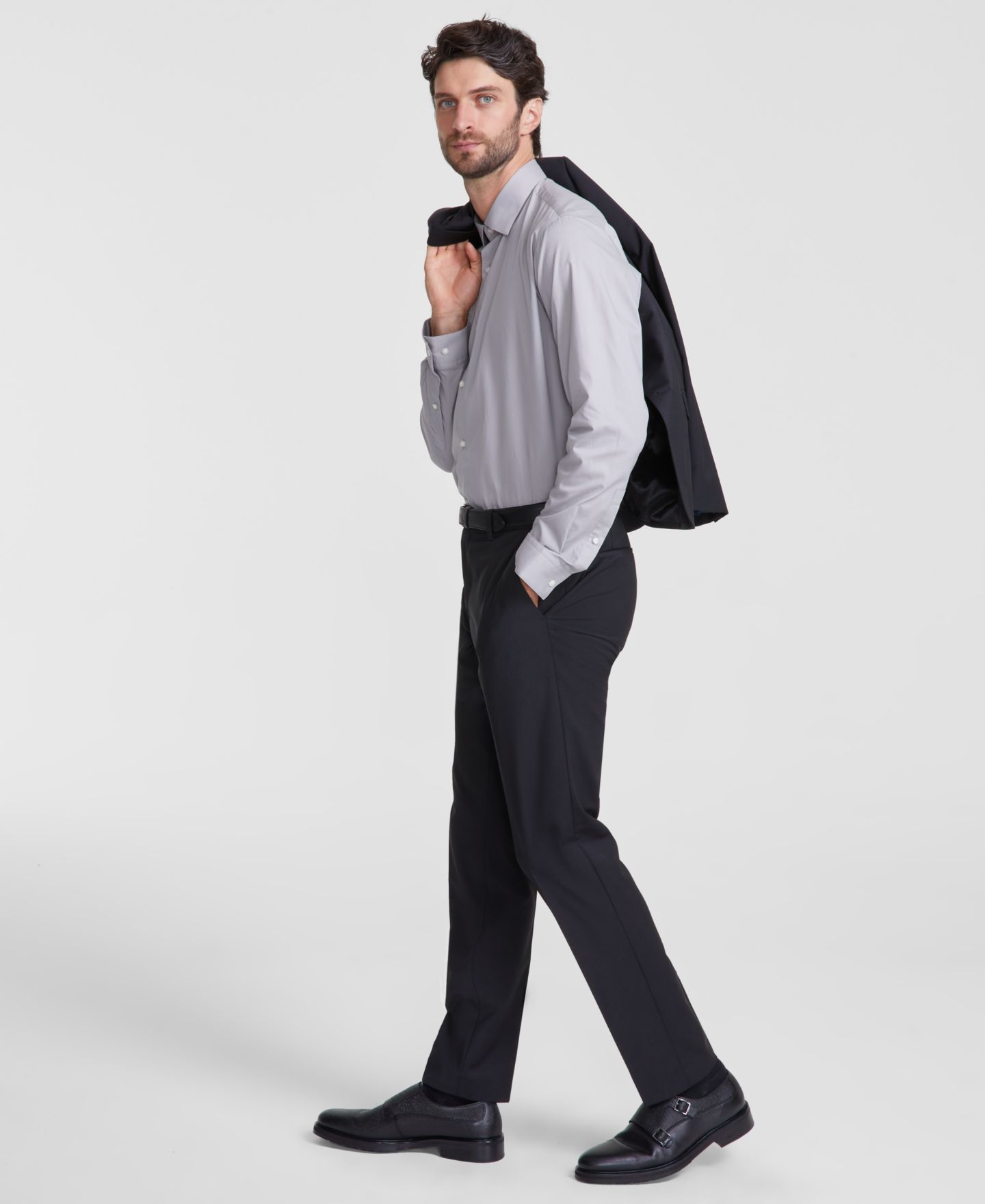 Мужские брюки Hugo Boss Slim-Fit Superflex Stretch Solid Suit, цвет: Чёрный — фото 1