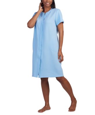 Miss Elaine - Women's Embroidered Short-Sleeve Snap Robe