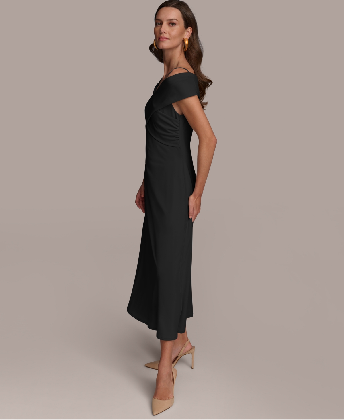 Donna Karan Women's Off-The-Shoulder Crossover Midi Dress