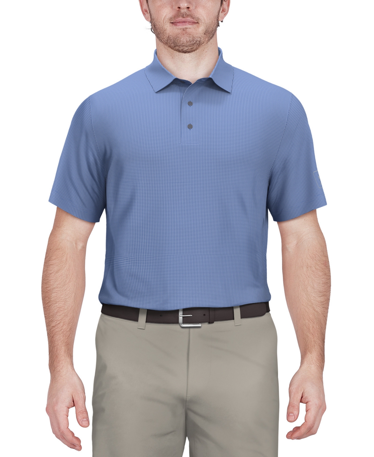 Men's Short-Sleeve Mini-Check Performance Polo Shirt - Violet Tul