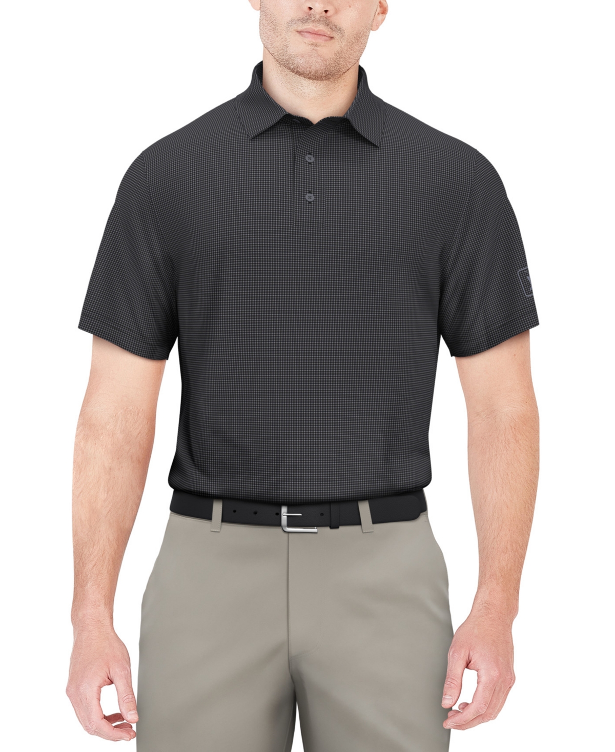 Men's Short-Sleeve Mini-Check Performance Polo Shirt - Violet Tul