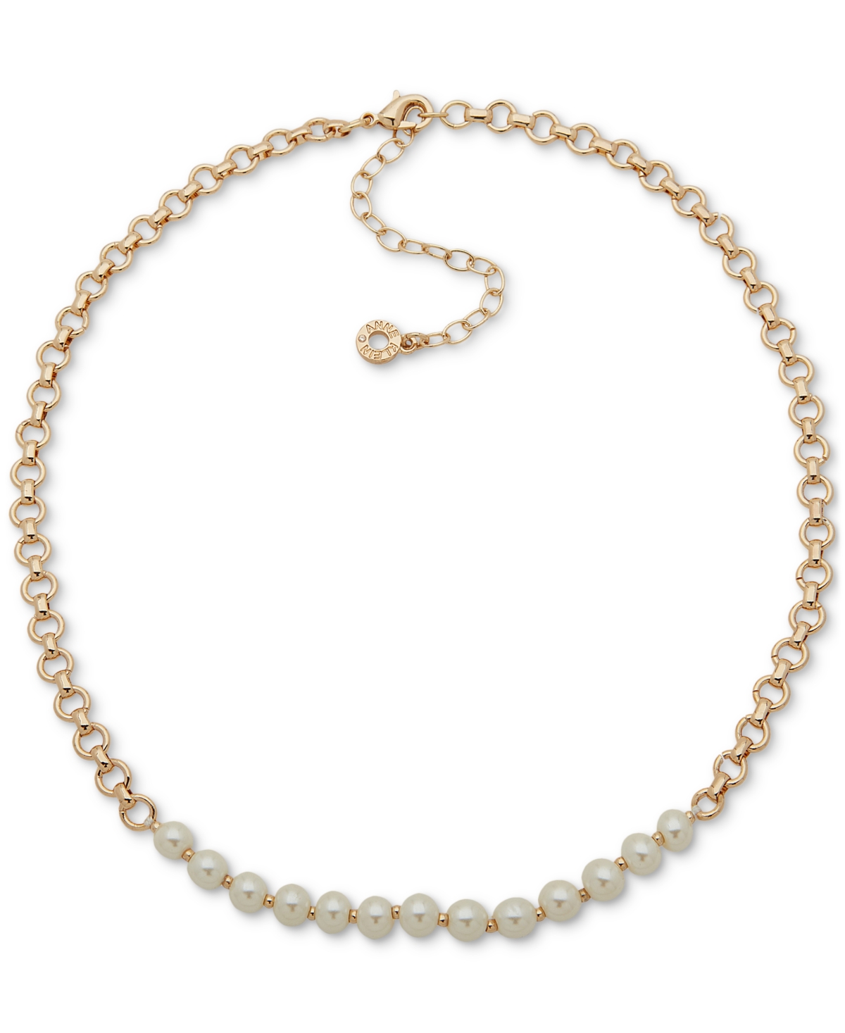 Gold-Tone Imitation Pearl Collar Necklace, 16" + 3" extender - Pearl
