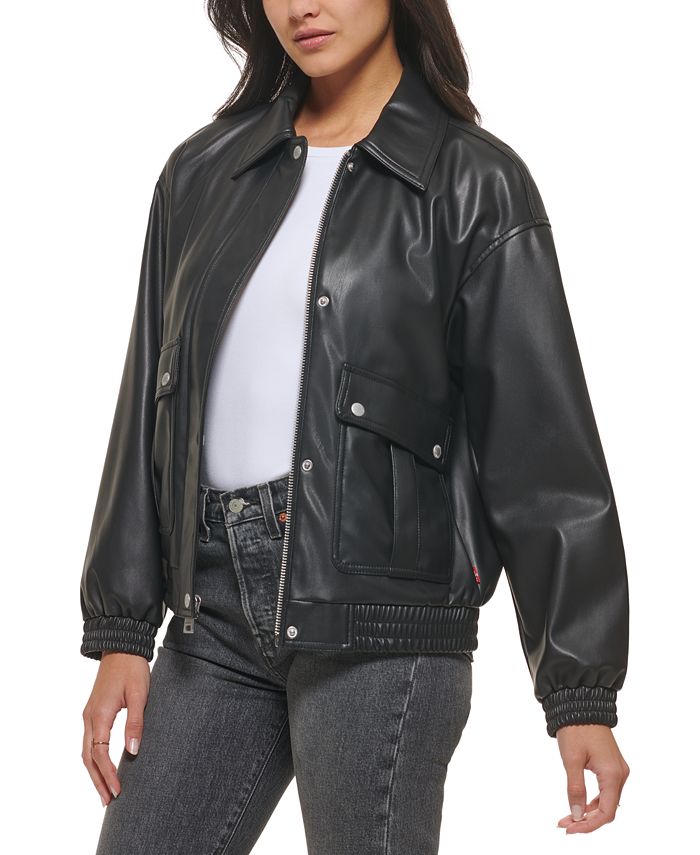 Levi's Women's Faux Leather Dad Bomber Jacket Macy's