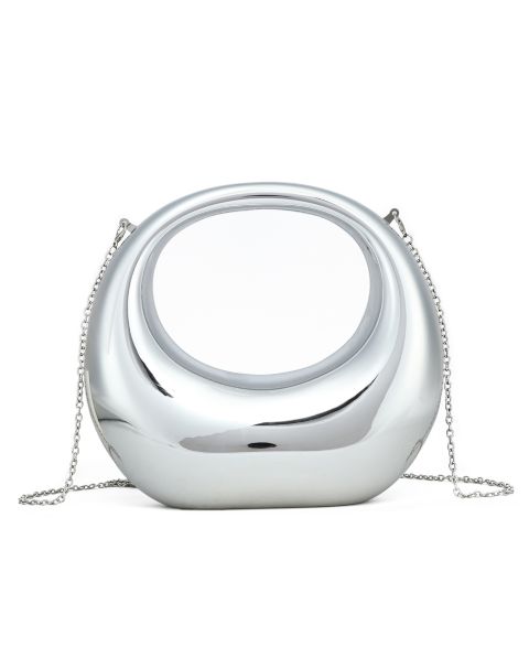 Женский клатч LIKE DREAMS Amour Crescent Metallic Clutch, цвет: Серебряный
