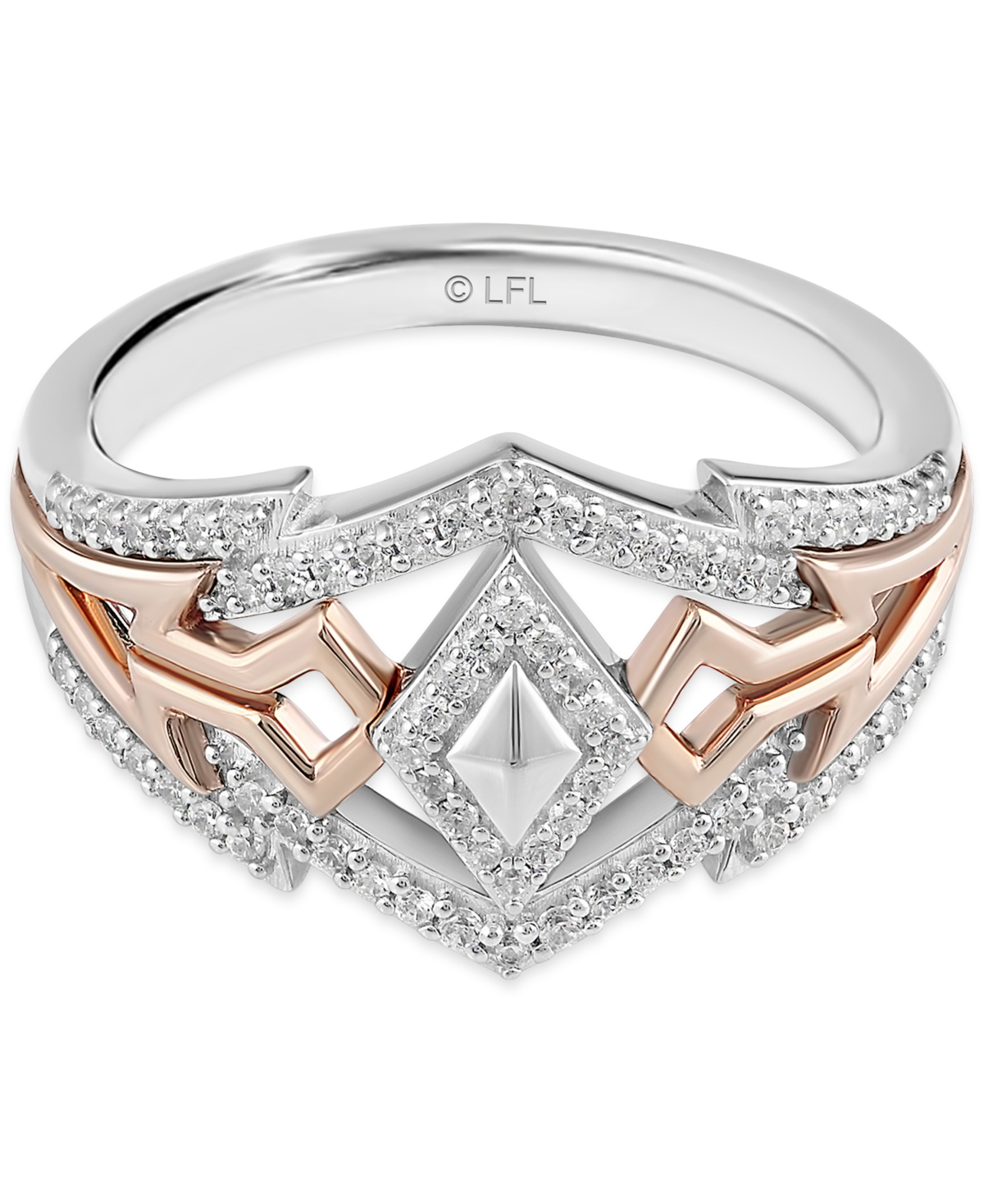 Wonder Fine Jewelry Star Wars  Diamond Ahsoka Star Wars Ring (1/4 Ct. T.w.) In Sterling Silver & Rose In Sterling Silver  Rose Gold-plate