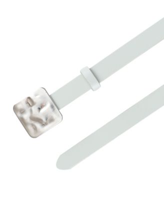 Women's Skinny Hammered Plaque Buckle Belt