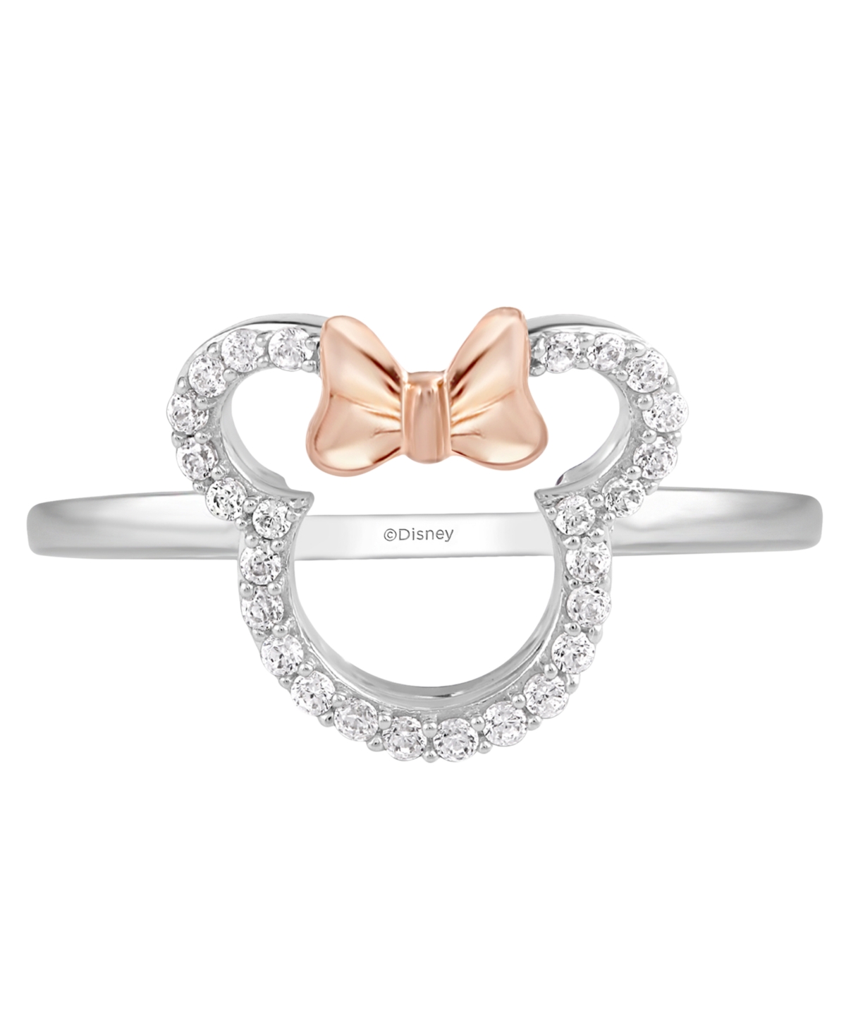 Shop Wonder Fine Jewelry Diamond Minnie Mouse Silhouette Ring (1/6 Ct. T.w.) In Sterling Silver & Rose Gold-plate In Sterling Silver  Rose Gold-plate