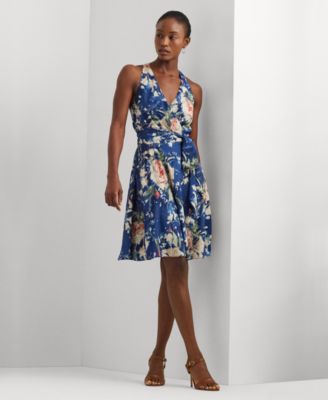 Lauren Ralph Lauren - Women's Floral Belted Crepe Sleeveless Dress
