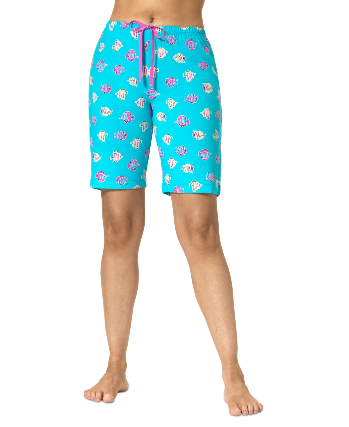 Hue Women's Kissy Fishes Printed Bermuda Pajama Shorts In Scuba Blue