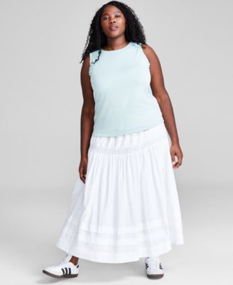 Now This Plus Size Ruffle Trim Tank Top Crochet Pull On Maxi Skirt Created For Macys