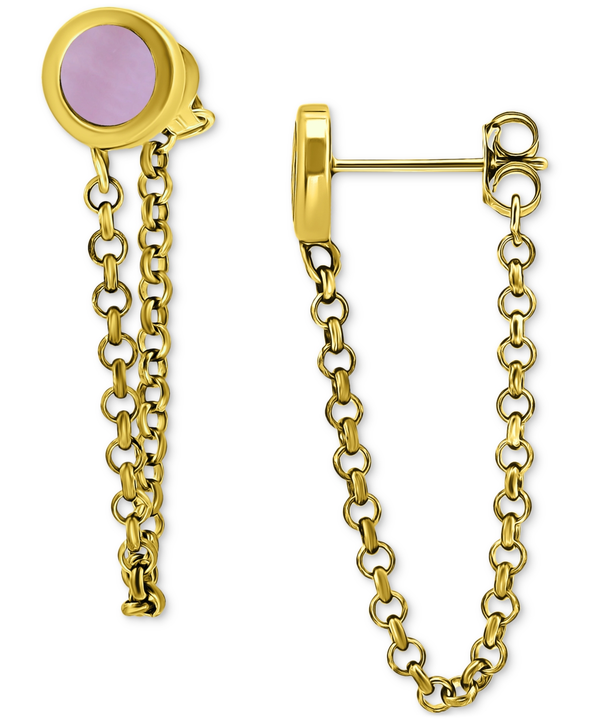 Giani Bernini Abalone Chain Front And Back Drop Earrings In 18k Gold-plated Sterling Silver (also In Pink Shell),