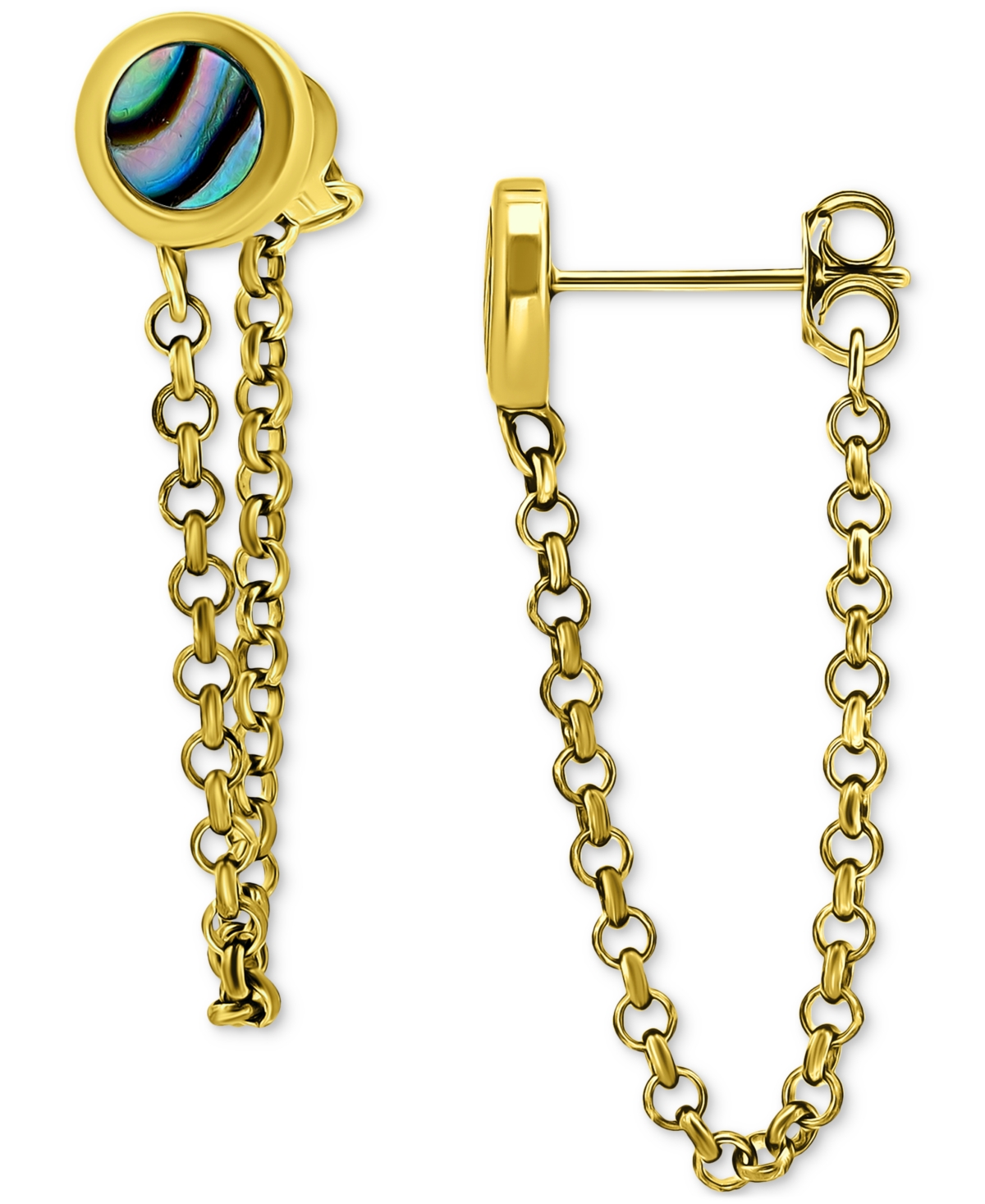 Abalone Chain Front and Back Drop Earrings in 18k Gold-Plated Sterling Silver (Also in Pink Shell), Created for Macy's - Abalone