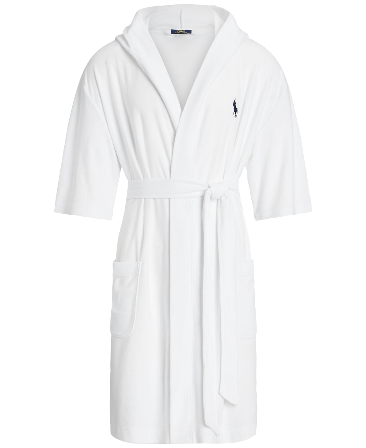 Shop Polo Ralph Lauren Men's Terry Cabana Hooded Robe In White