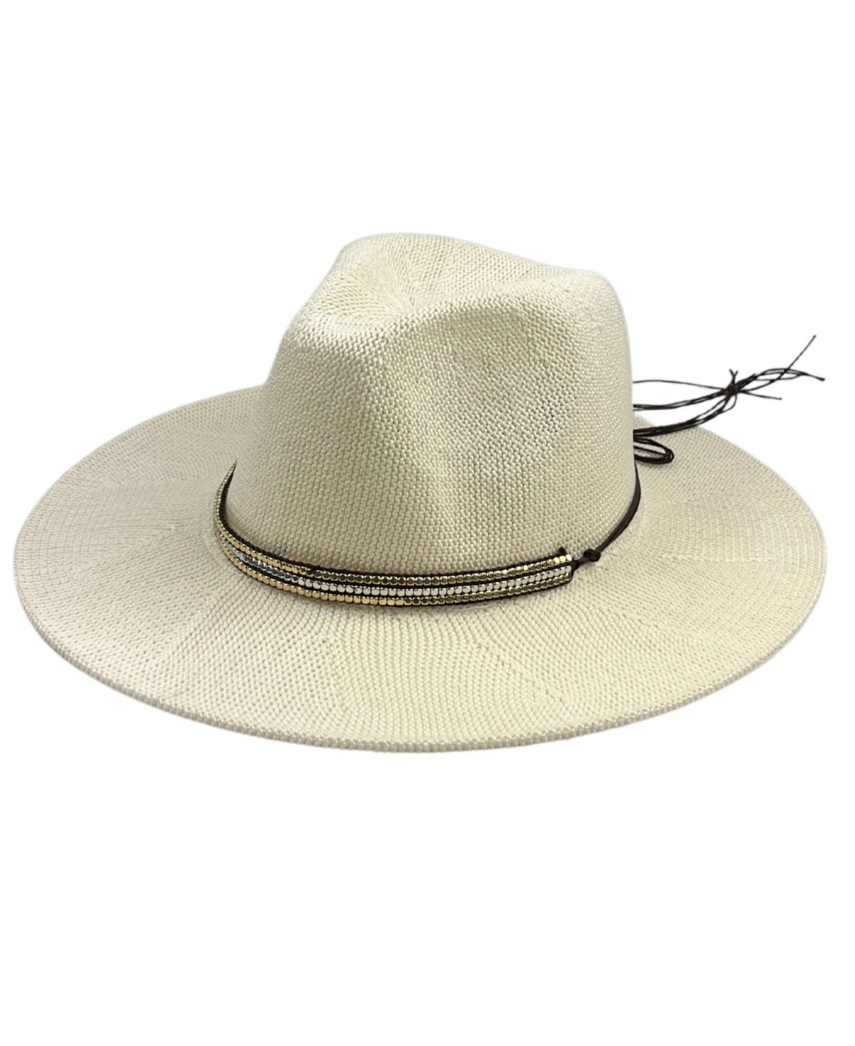 Shop Marcus Adler Women's Packable Panama Hat With Beaded Trim In Ivory