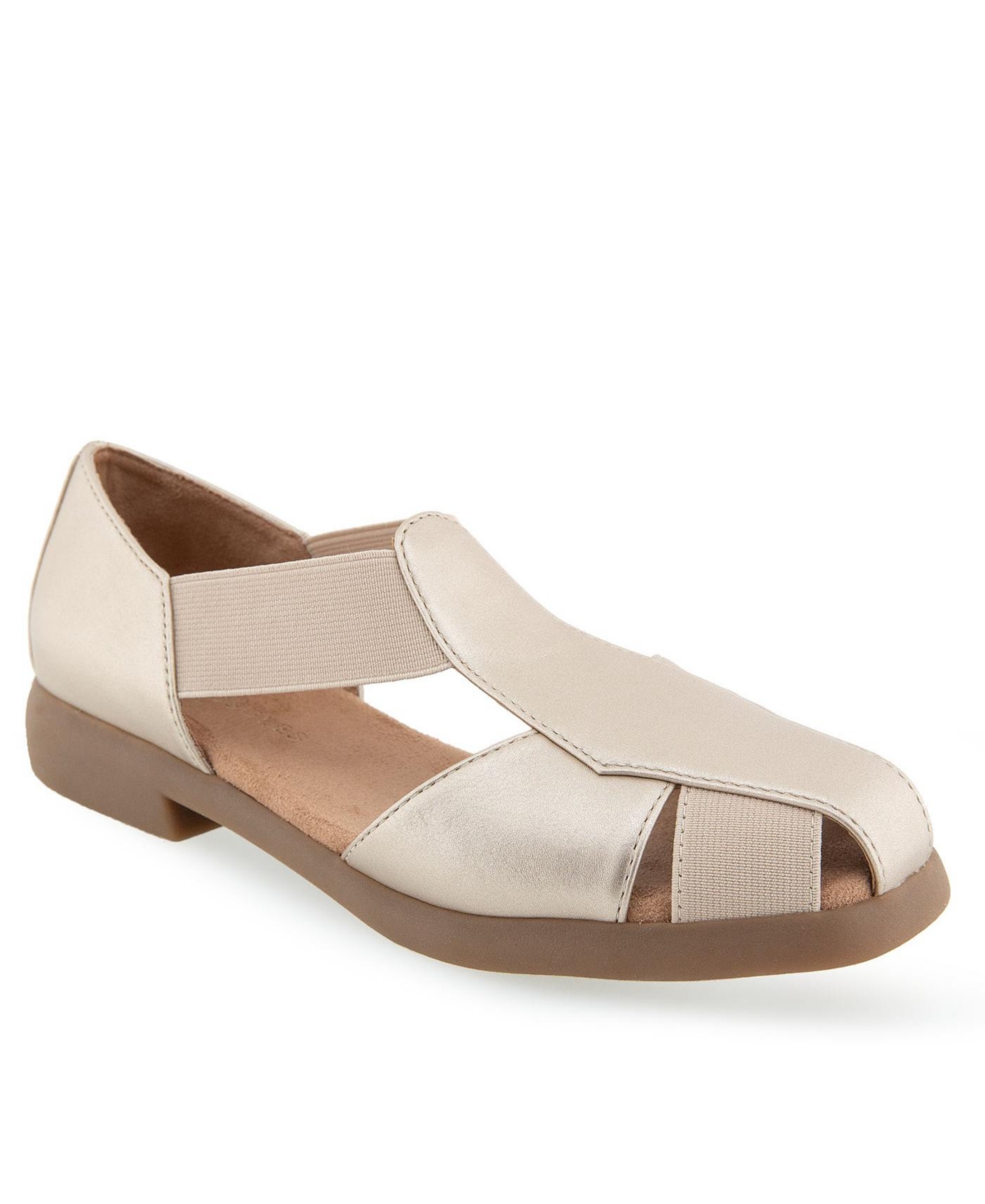 Shop Aerosoles Women's 4give Closed Toe Sandals In Soft Gold Polyurethane