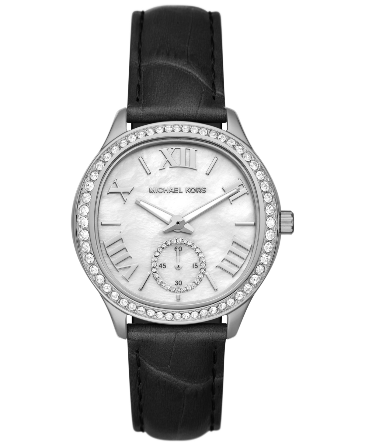 Michael Kors Women's Sage Three-hand Black Croco Embossed Leather Watch 38mm