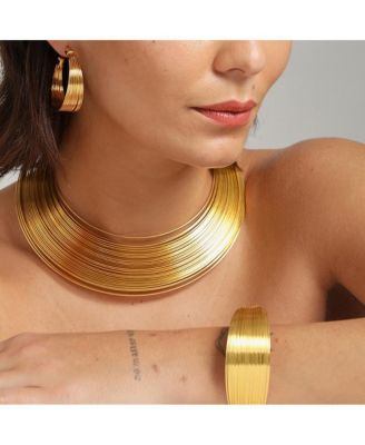 Women's Gold Wire Cluster Necklace, Earrings, Bracelet And Ring (Set Of 4)