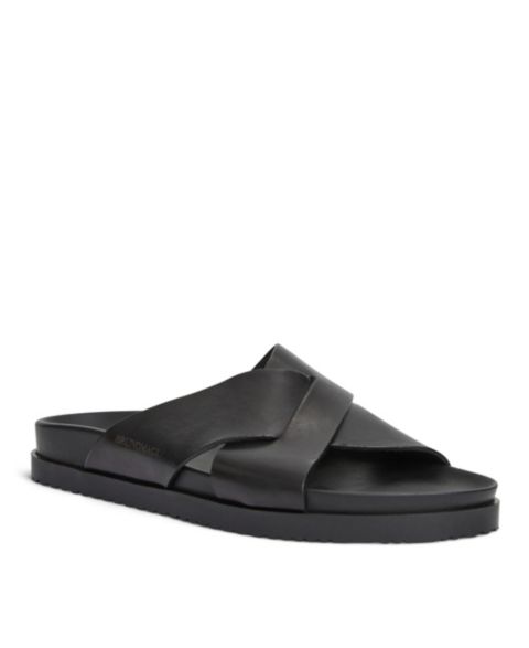 Мужские сандалии Bruno Magli Bologna Leather Crisscross, цвет: Чёрный