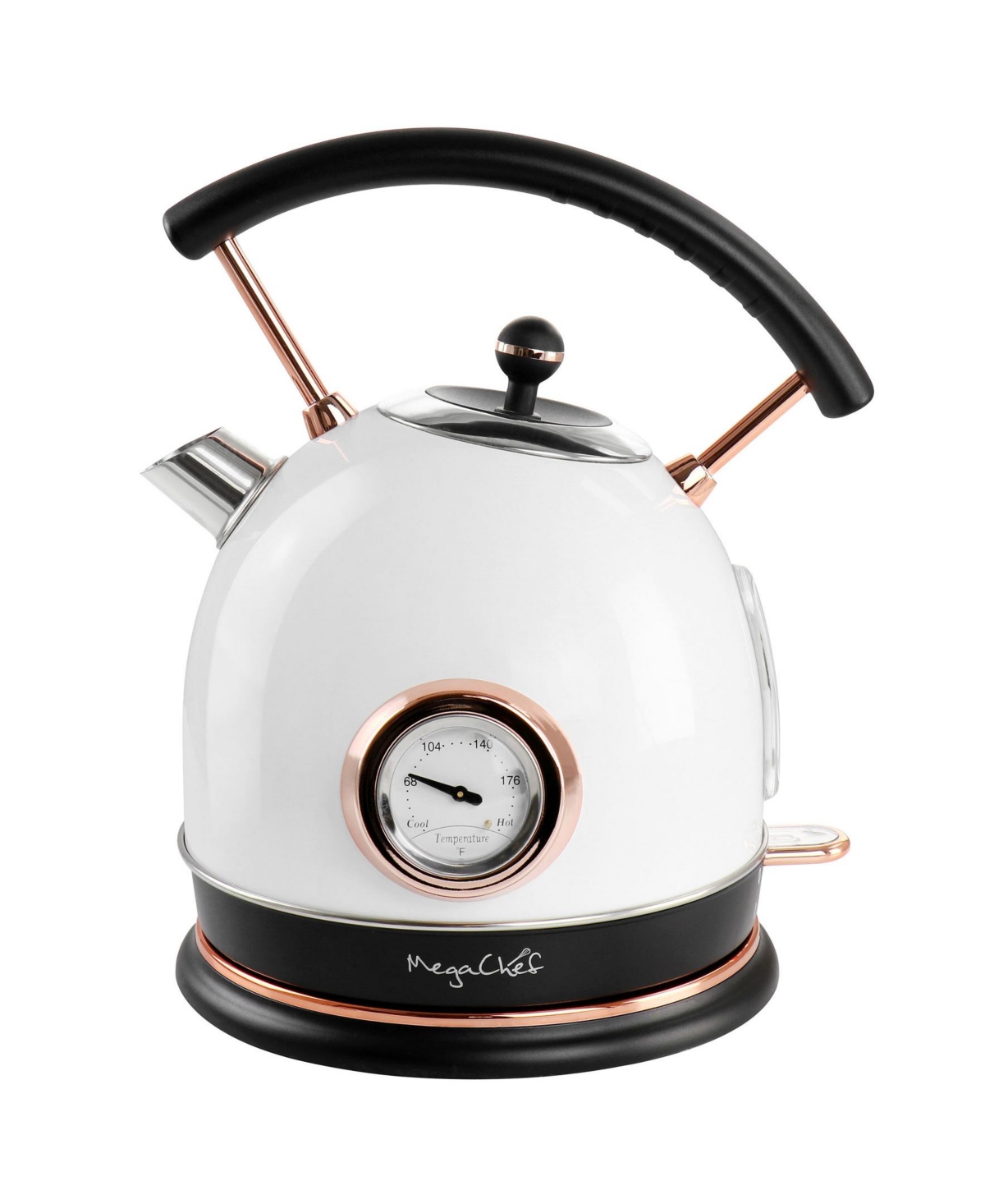 Megachef 1.8l White Half Circle Electric Tea Kettle With Th In White