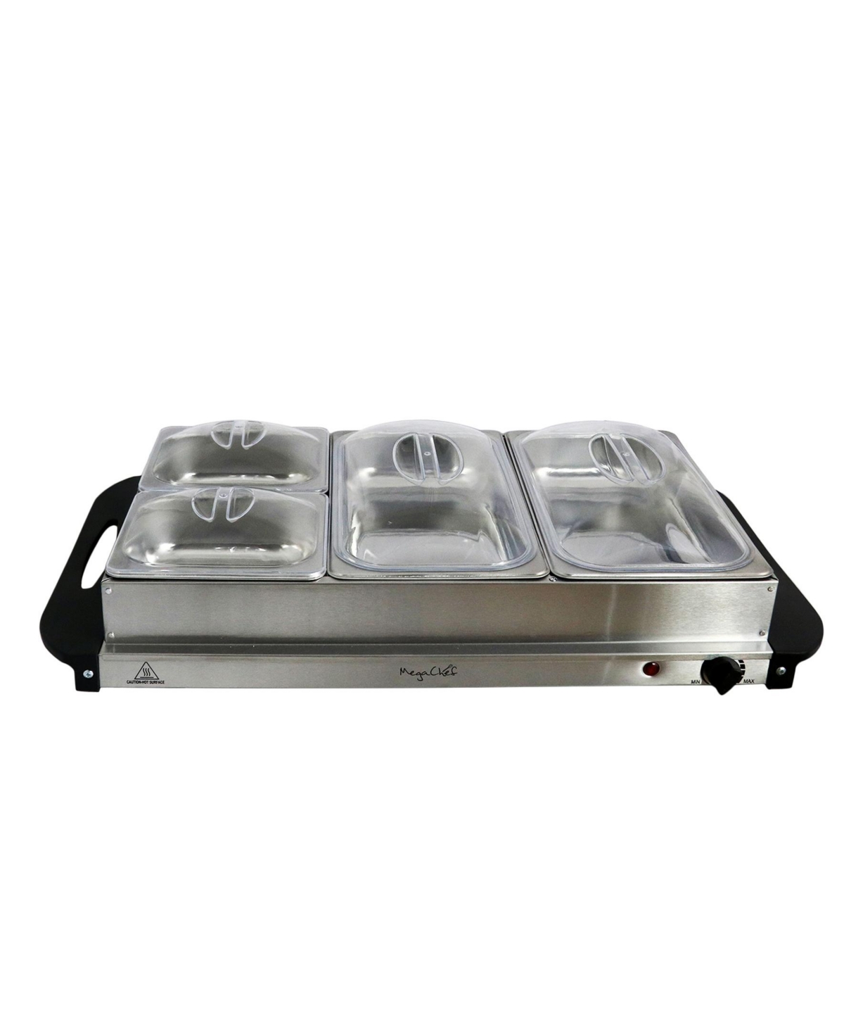 Megachef 3 Section Buffet Server Food Warmer In Silver