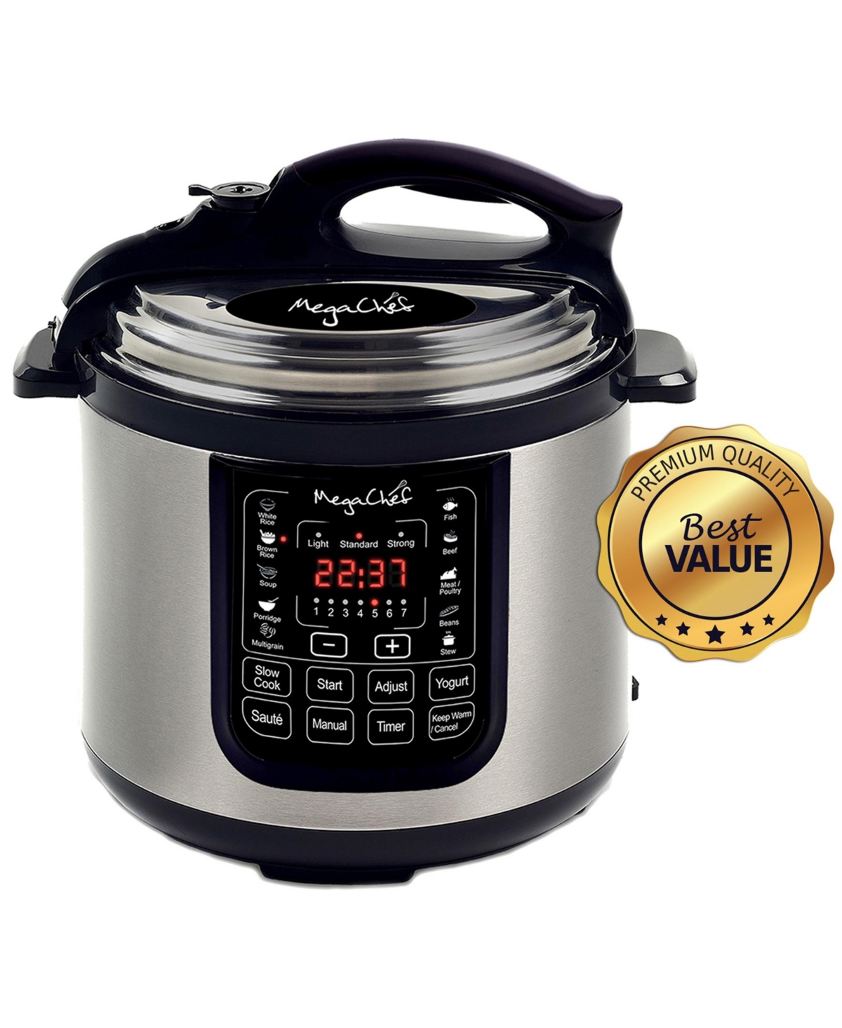 Megachef 8qt Digital Pressure Cooker With 13 Pre-set Multi Function Features In Silver