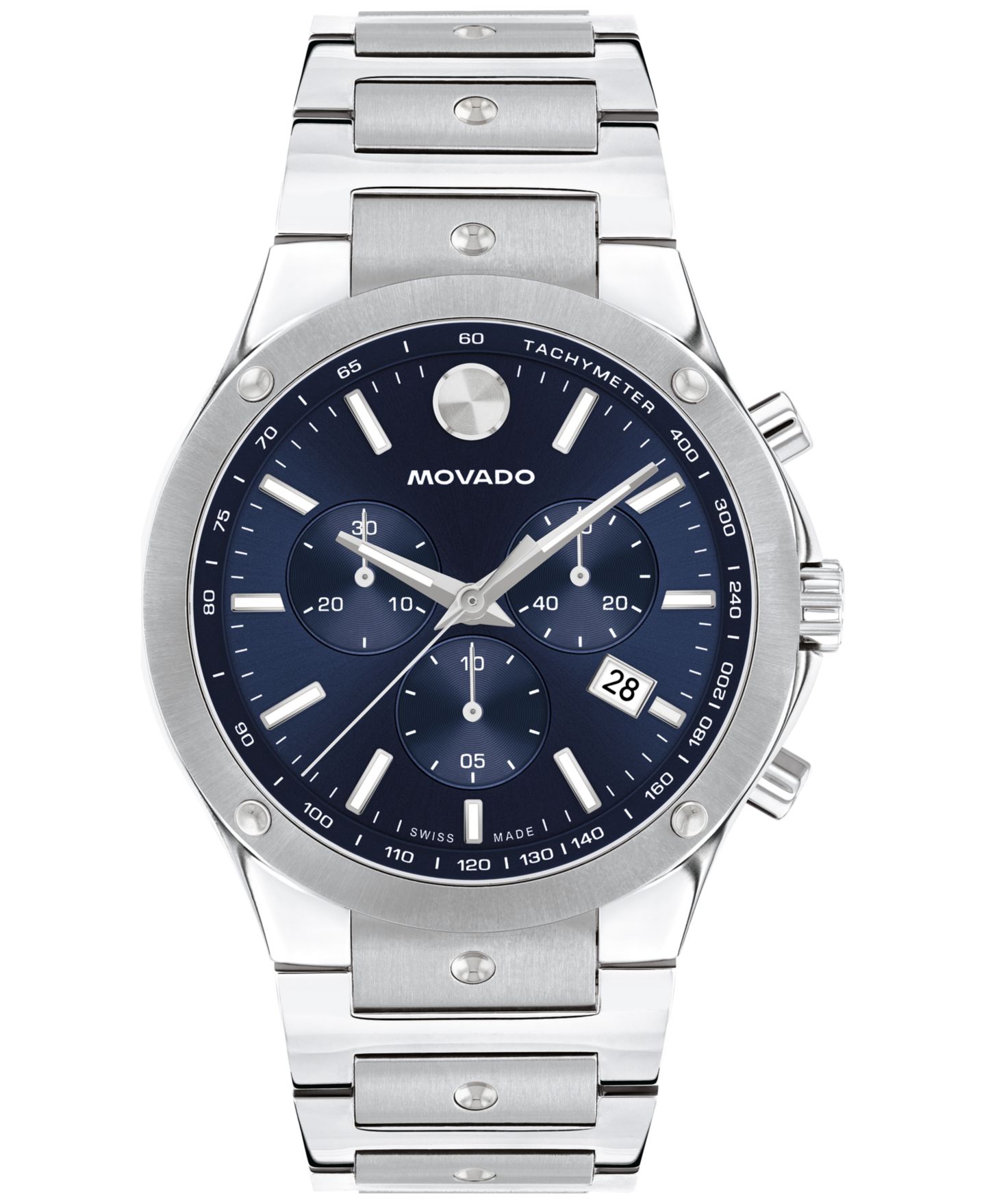 Мужской хронограф Movado Swiss SE на стальном браслете, 42 мм — фото 1