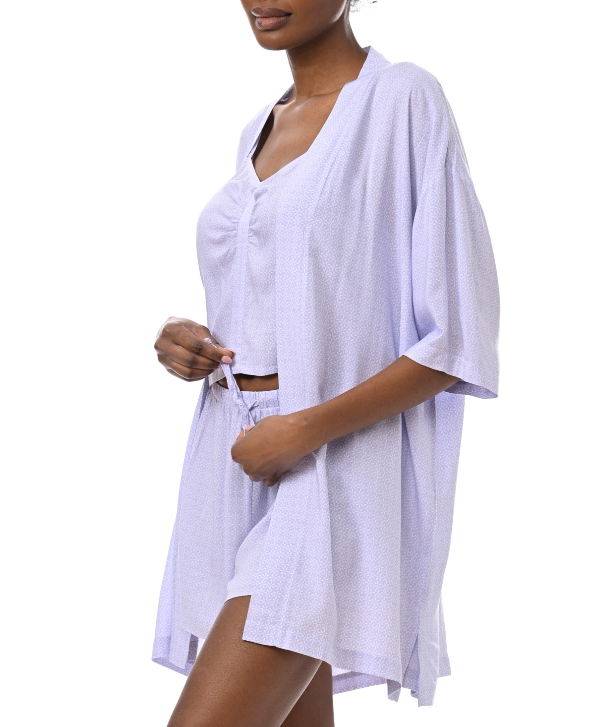 Splendid Women's 3-Pc. Robe, Tank Top & Shorts Sleep Set - Petal and Dot Geo