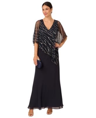 Adrianna Papell Women s V Neck Beaded Popover Gown Macy s